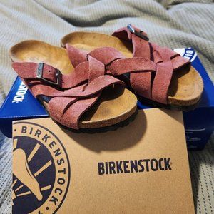 Birkenstock Lugano suede leather slip-on red, size 36